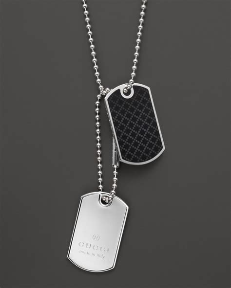 gucci silver dog tag necklace|gucci dog tags for men.